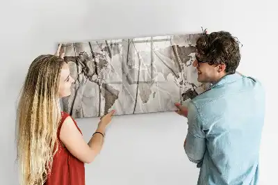 Beschrijfbaar glazen magneetbord met wereldkaart motief