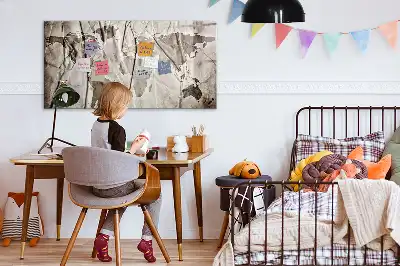 Beschrijfbaar glazen magneetbord met wereldkaart motief