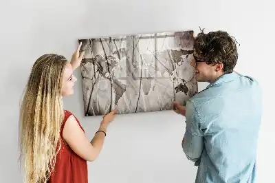 Beschrijfbaar glazen magneetbord met wereldkaart motief