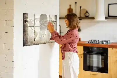 Magnetisch glazen memobord met wereldkaartprint