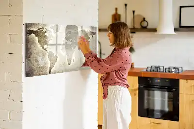 Magnetisch glazen memobord met wereldkaartprint
