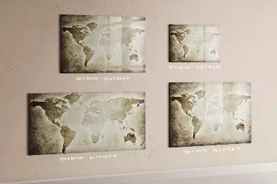 Magnetisch glazen memobord met wereldkaartprint