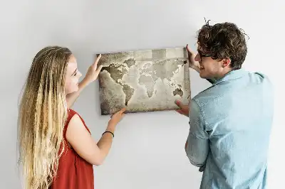 Magnetisch glazen memobord met wereldkaartprint