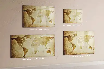 Beschrijfbaar glazen magneetbord met design van een oude wereldkaart