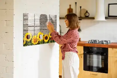 Magnetisch glazen schrijfbord met motief van zonnebloemen