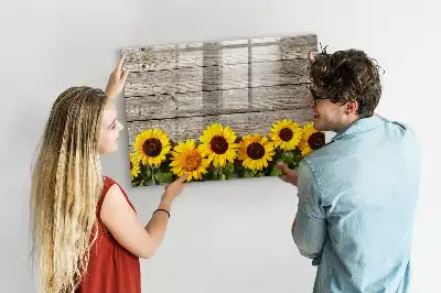 Magnetisch glazen schrijfbord met motief van zonnebloemen