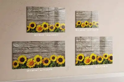 Magnetisch glazen schrijfbord met motief van zonnebloemen