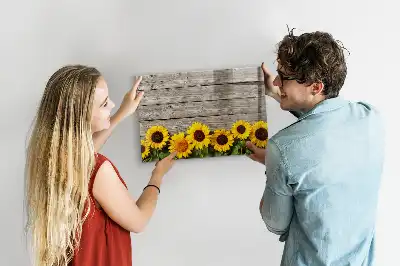 Magnetisch glazen schrijfbord met motief van zonnebloemen