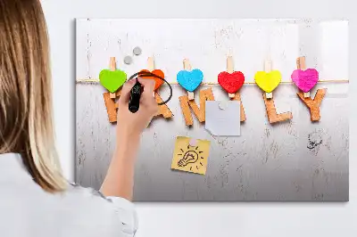 Beschrijfbaar glazen magneetbord met familie design