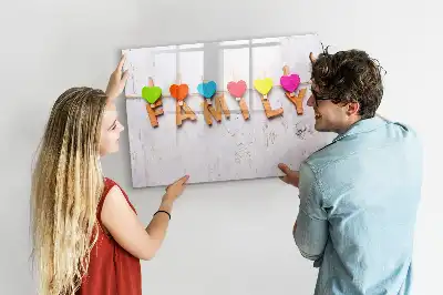 Beschrijfbaar glazen magneetbord met familie design