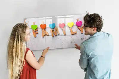 Beschrijfbaar glazen magneetbord met familie design