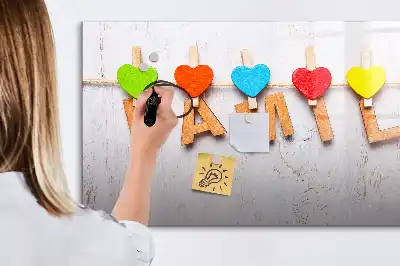 Beschrijfbaar glazen magneetbord met familie design