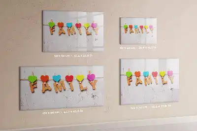 Beschrijfbaar glazen magneetbord met familie design