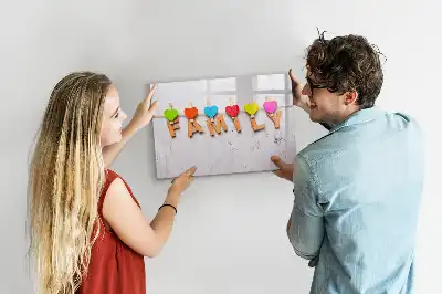 Beschrijfbaar glazen magneetbord met familie design