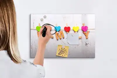 Beschrijfbaar glazen magneetbord met familie design