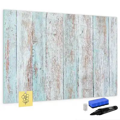 Beschrijfbaar glazen magneetbord in pastelkleurig houtdesign