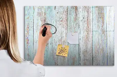 Beschrijfbaar glazen magneetbord in pastelkleurig houtdesign