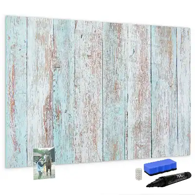 Beschrijfbaar glazen magneetbord in pastelkleurig houtdesign