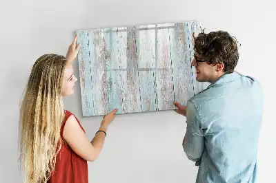 Beschrijfbaar glazen magneetbord in pastelkleurig houtdesign
