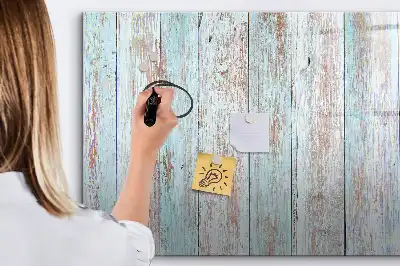 Beschrijfbaar glazen magneetbord in pastelkleurig houtdesign