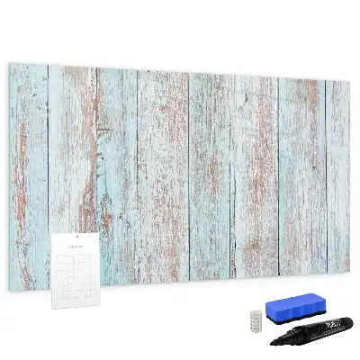 Beschrijfbaar glazen magneetbord in pastelkleurig houtdesign