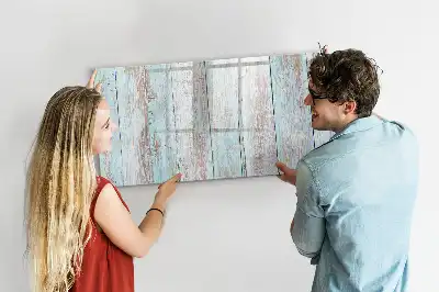 Beschrijfbaar glazen magneetbord in pastelkleurig houtdesign