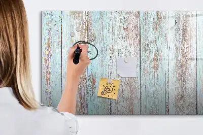 Beschrijfbaar glazen magneetbord in pastelkleurig houtdesign