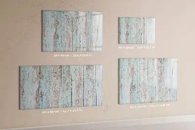 Beschrijfbaar glazen magneetbord in pastelkleurig houtdesign