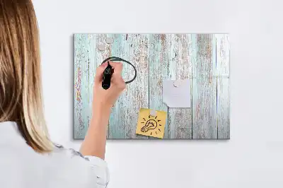 Beschrijfbaar glazen magneetbord in pastelkleurig houtdesign