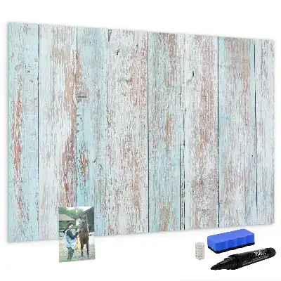 Beschrijfbaar glazen magneetbord in pastelkleurig houtdesign