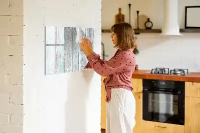 Beschrijfbaar glazen magneetbord in pastelkleurig houtdesign
