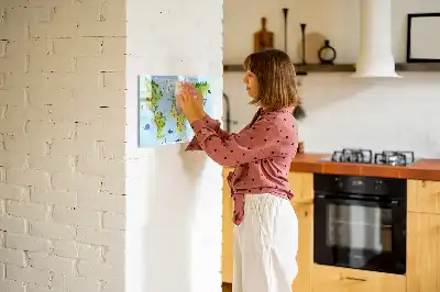 Magnetisch glazen schrijfbord met wereldkaart uitvoering met culturele wereldkaart voor notities en foto's