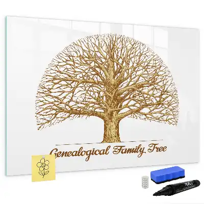 Beschrijfbaar glazen magneetbord met design oude stamboom