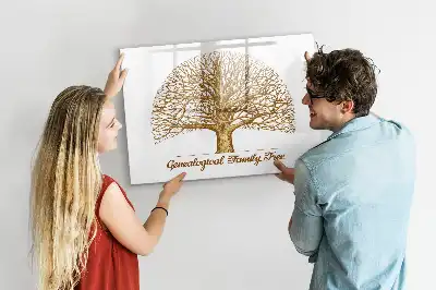 Beschrijfbaar glazen magneetbord met design oude stamboom