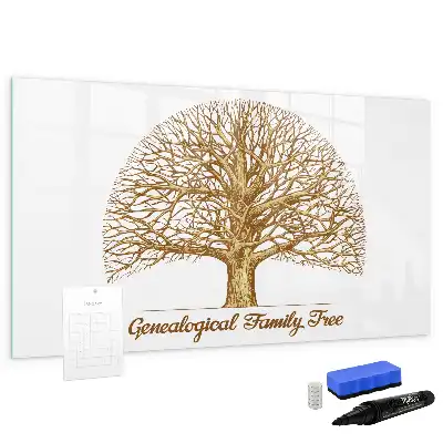 Beschrijfbaar glazen magneetbord met design oude stamboom