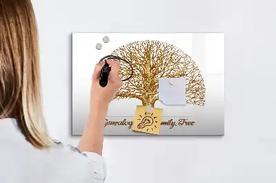 Beschrijfbaar glazen magneetbord met design oude stamboom