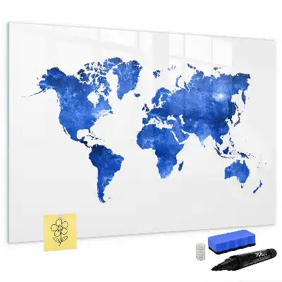 Beschrijfbaar glazen magneetbord met kosmische wereldkaart design