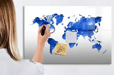 Beschrijfbaar glazen magneetbord met kosmische wereldkaart design
