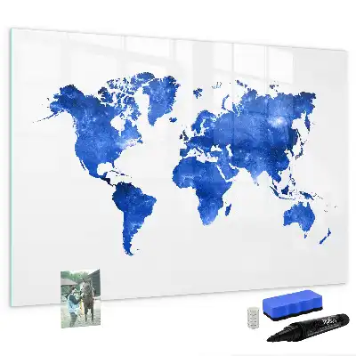 Beschrijfbaar glazen magneetbord met kosmische wereldkaart design