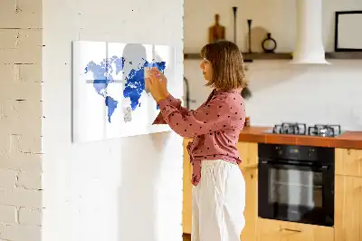 Beschrijfbaar glazen magneetbord met kosmische wereldkaart design