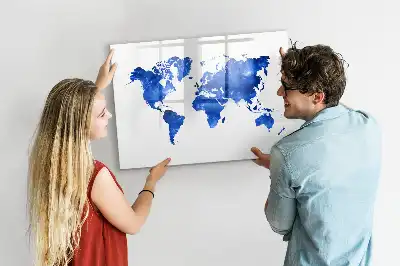 Beschrijfbaar glazen magneetbord met kosmische wereldkaart design