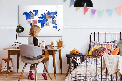Beschrijfbaar glazen magneetbord met kosmische wereldkaart design