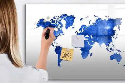 Beschrijfbaar glazen magneetbord met kosmische wereldkaart design