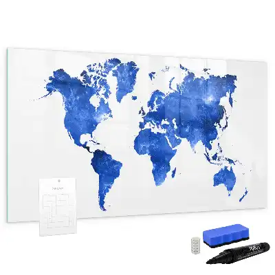 Beschrijfbaar glazen magneetbord met kosmische wereldkaart design