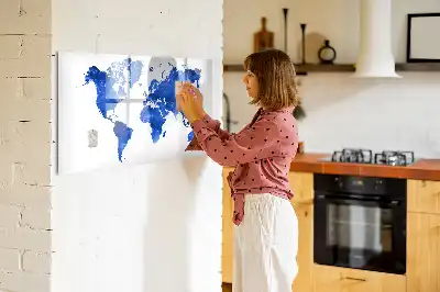 Beschrijfbaar glazen magneetbord met kosmische wereldkaart design