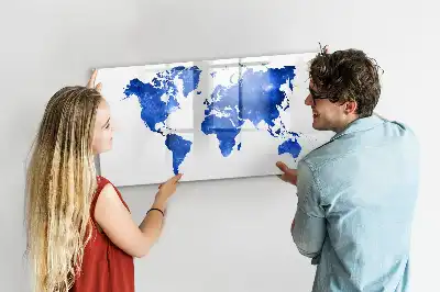 Beschrijfbaar glazen magneetbord met kosmische wereldkaart design