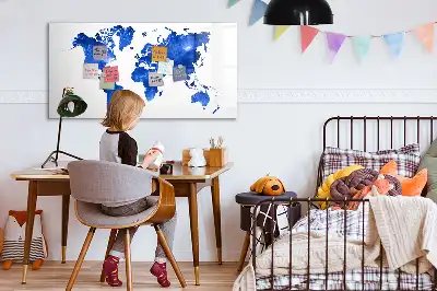 Beschrijfbaar glazen magneetbord met kosmische wereldkaart design