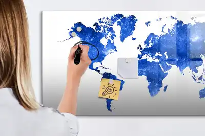 Beschrijfbaar glazen magneetbord met kosmische wereldkaart design