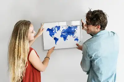 Beschrijfbaar glazen magneetbord met kosmische wereldkaart design