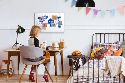 Beschrijfbaar glazen magneetbord met kosmische wereldkaart design